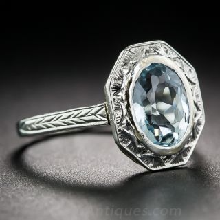 Vintage Bezel-Set Aquamarine Ring