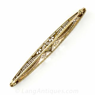 Vintage Black Enamel and Diamond Bar Pin by Krementz