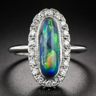 Vintage Black Opal and Diamond Halo Ring - 1