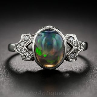 Vintage Black Opal and Diamond Ring