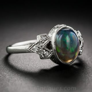 Vintage Black Opal and Diamond Ring