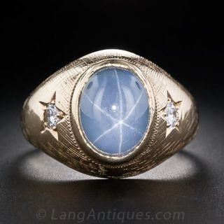 Vintage Blue Star Sapphire Gent's Ring 