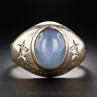 Vintage Blue Star Sapphire Gent's Ring 