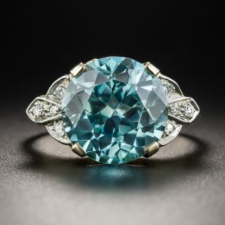 Vintage Blue Zircon and Diamond Ring