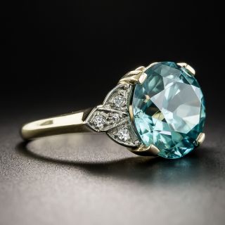 Vintage Blue Zircon and Diamond Ring