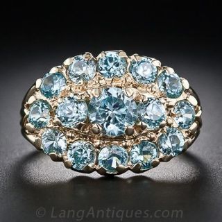 Vintage Blue Zircon Cluster Ring