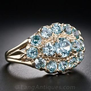Vintage Blue Zircon Cluster Ring