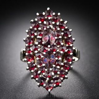 Vintage Bohemian Garnet and Silver Ring