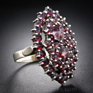 Vintage Bohemian Garnet and Silver Ring