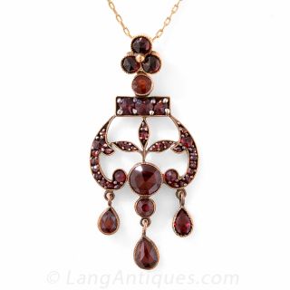 Vintage Bohemian Garnet Pendant Necklace