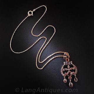 Vintage Bohemian Garnet Pendant Necklace