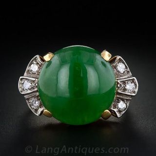 Vintage Burmese Jade and Diamond Ring