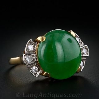 Vintage Burmese Jade and Diamond Ring