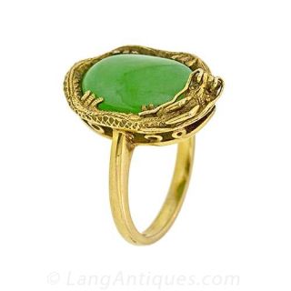 Vintage Burmese Jade Dragon Ring