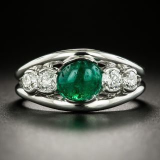Vintage Cabochon Emerald and Diamond Ring - 2
