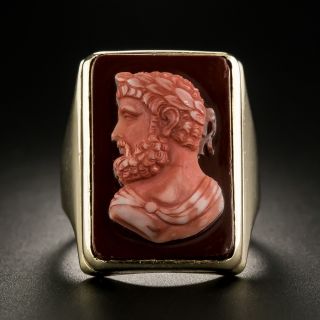Vintage Carnelian Hardstone Cameo Ring - 1