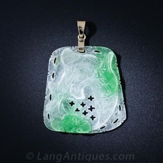 Vintage Carved Jade Pendant