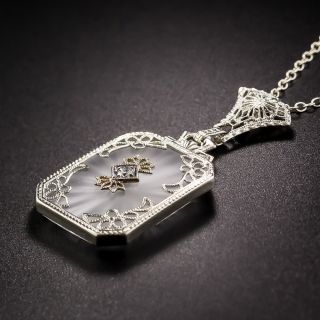 Vintage Carved Quartz Diamond Pendant