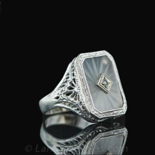 Vintage Carved Rock Crystal Quartz Ring