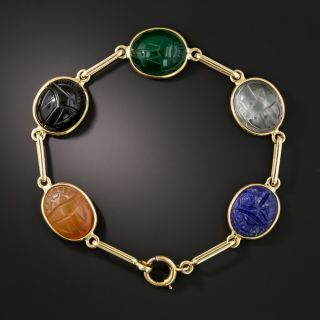 Vintage Carved Scarab Bracelet - 2