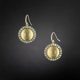 Vintage Cat's-Eye Moonstone and Diamond Drop Earrings - 1
