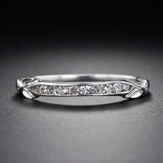 Vintage Channel-Set Diamond Band with Leaf Accent