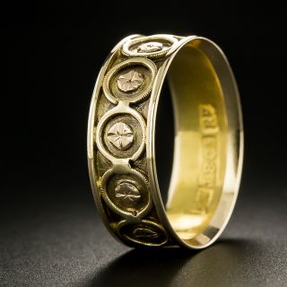 Vintage Circles and Flowers Gold Band, Size 7 3/4 - 3