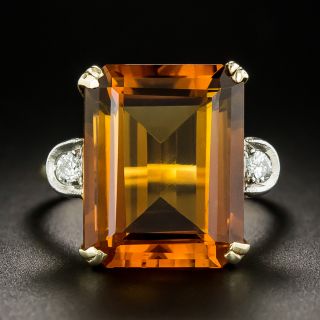 Vintage Citrine And Diamond Cocktail Ring, Circa 1940s - 4
