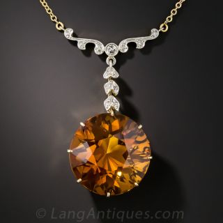 Vintage Citrine and Diamond Pendant