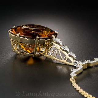 Vintage Citrine and Diamond Pendant