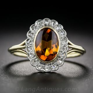 Vintage Citrine and Diamond Ring