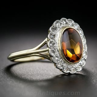 Vintage Citrine and Diamond Ring