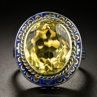 Vintage Citrine and Enamel Ring Circa 1930s - 3