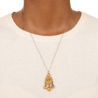 Vintage Citrine and Pearl Lavaliere