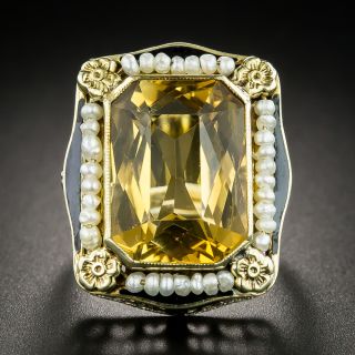 Vintage Citrine and Pearl Ring  - 2