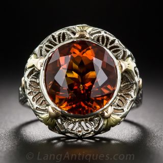 Vintage Citrine and Two-Tone Filigree Ring - 2