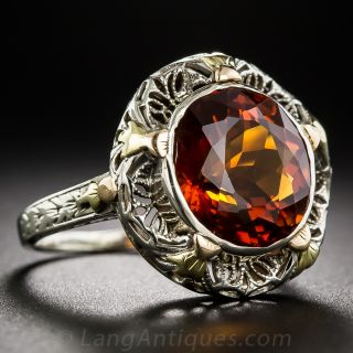 Vintage Citrine and Two-Tone Filigree Ring