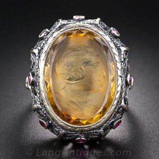 Vintage Citrine Cameo Ring