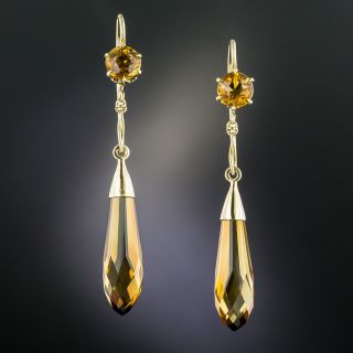 Vintage Citrine Drop Earrings - 2