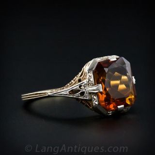 Vintage Citrine Two-Color Gold Ring