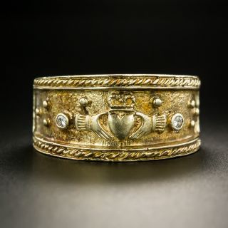 Vintage Claddagh Diamond Band Ring - 3