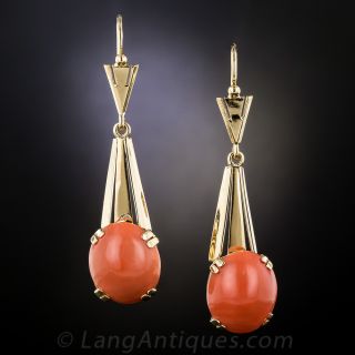 Vintage Coral and 18k Yellow Gold Earrings