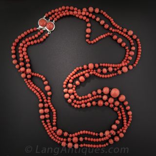 Vintage Coral and French Jet Necklace