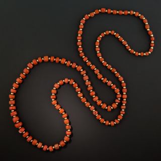 Vintage Coral and Gold Bead Necklace