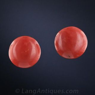 Vintage Coral Button Earrings
