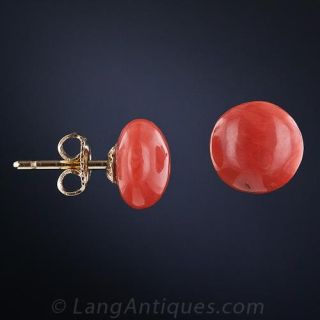 Vintage Coral Button Earrings