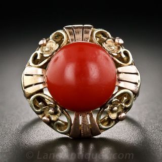 Vintage Coral Button Ring