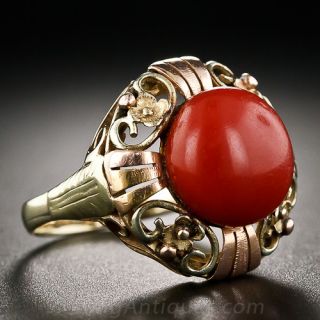 Vintage Coral Button Ring