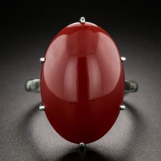 Vintage Coral Cabochon Ring - 9