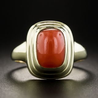 Vintage Coral Cabochon Ring  - 1